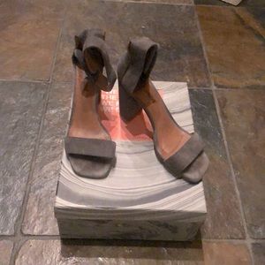 Jeffrey Campbell grey suede sandal heels